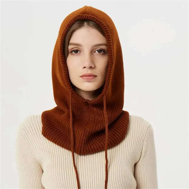 Cashmere Knit Hat with Hooded Fit and Adjustable Drawstrings, Lightweight Packable Design Veldora
