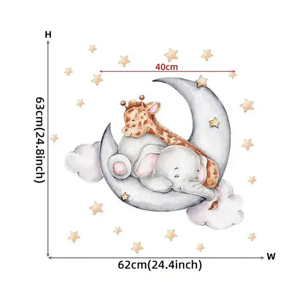 Adorable Cartoon Teddy Bear Sleeping on Moon & Stars Wall Stickers: Perfect Baby Room Decor vanistore-store