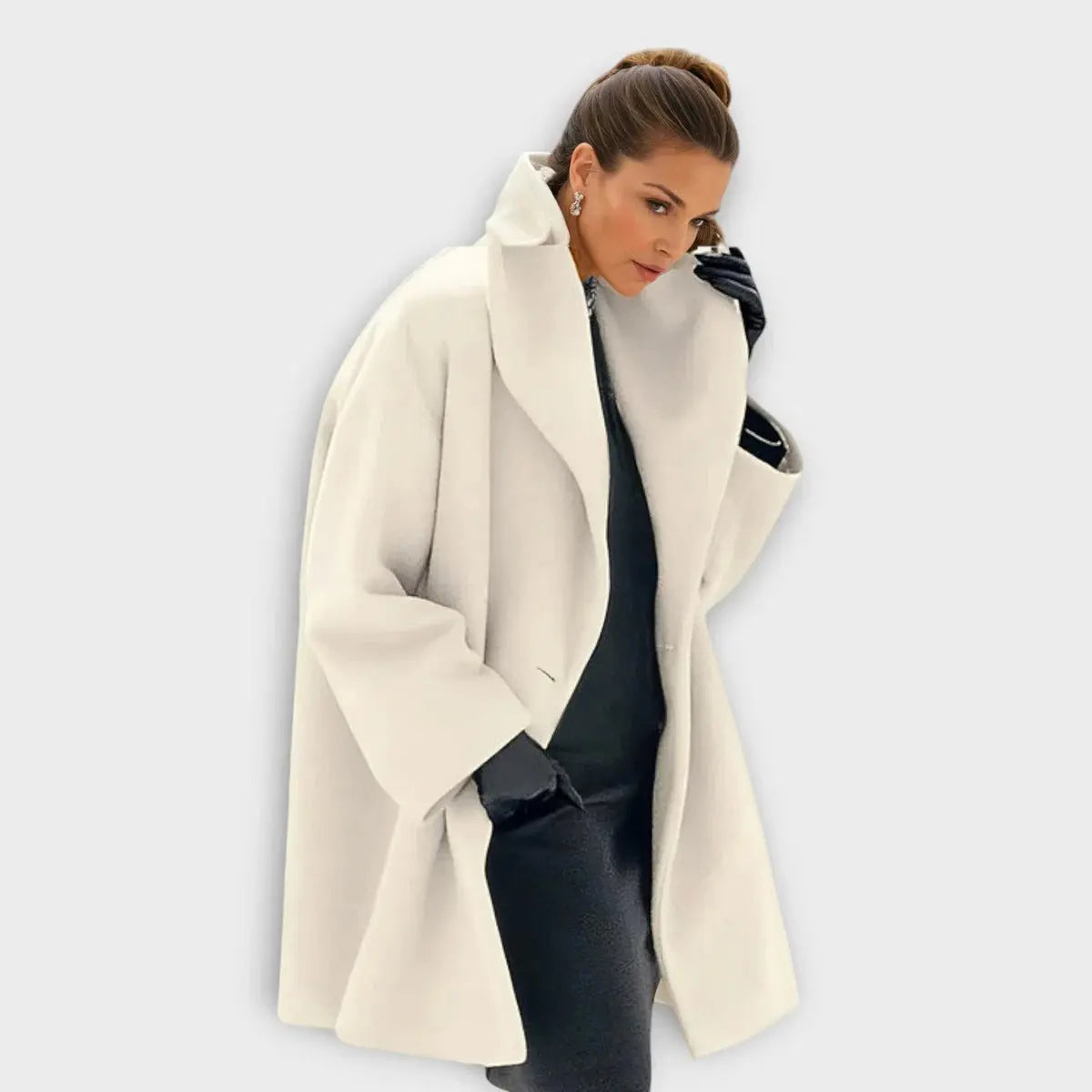 Women's Wool Coat with Windproof Outer and Plush Lining, Knee-Length Tailored Fit Veldora