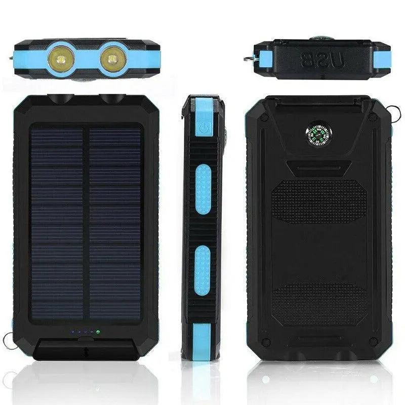 Solar Power Bank 500000mAh with Dual USB and Integrated LED Lights, Water Resistant Veldora