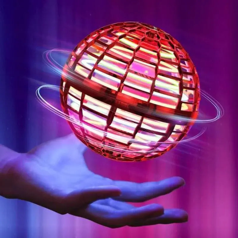 Motorized Flying Toy with Auto Homing and LED Light Trails, Rechargeable Palm-Sized Sphere Veldora