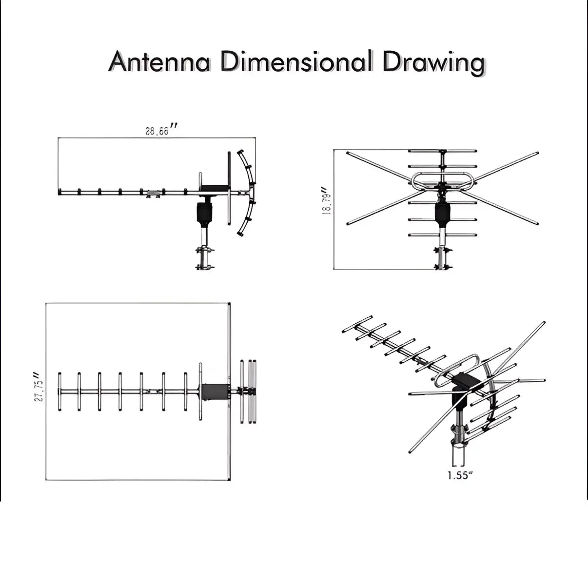 Outdoor TV Antenna with 360 Degree Motorized Rotation and Interference Filter, Long-Range Veldora