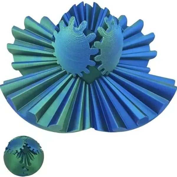 Gear Fidget Sphere with Interlocking Gears and Textured Grip, PLA Pocket Size Veldora