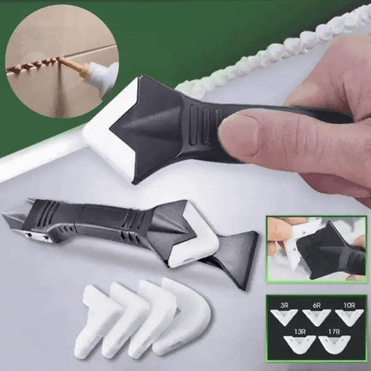 Caulk Removal Tool with Stainless Scraper and Triangular Smoothing Blade, Soft Grip Handle Veldora