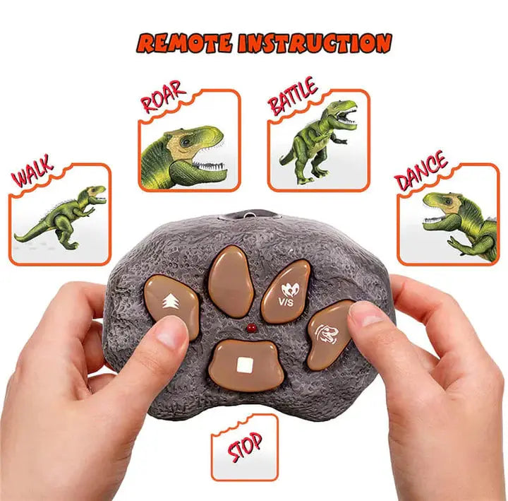Dinosaur Remote Control Toy with Multi-Color LED Spikes and Roaring Sound, Rechargeable Veldora