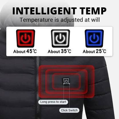 Heated Jacket with Rechargeable Battery Pack and 3 Heat Settings, Machine Washable Veldora