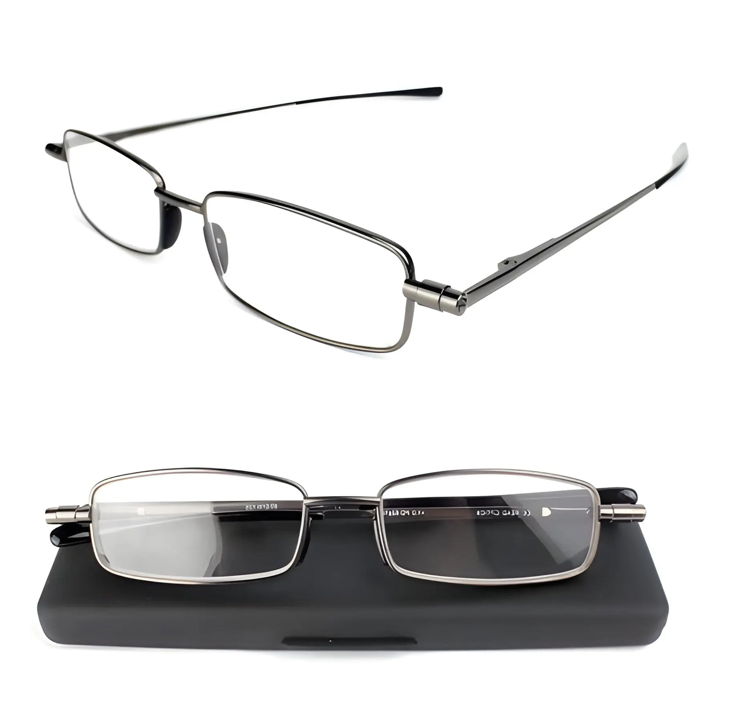 Folding Reading Glasses with Ultra Compact Fold and 90 Degree Spring Hinge, Slim Case Veldora