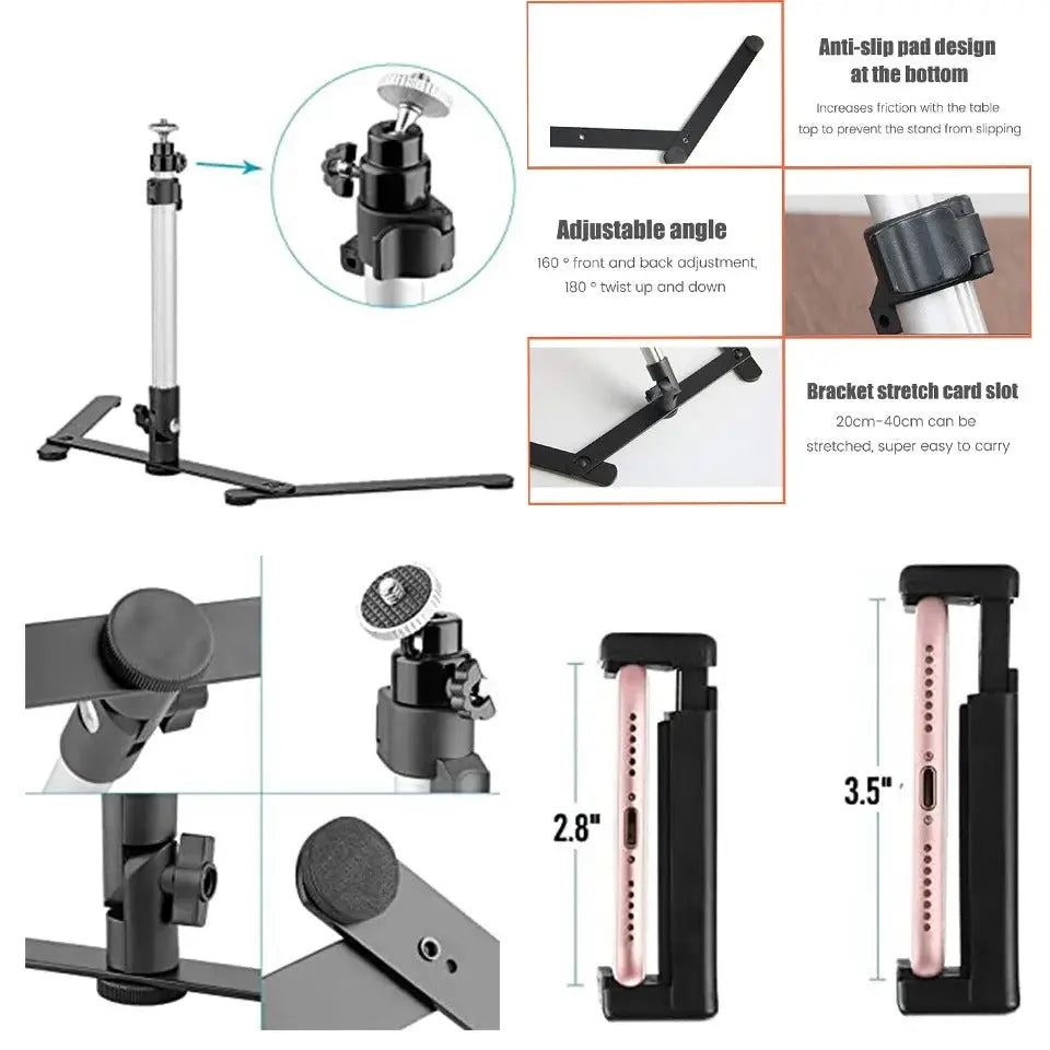 Ring Light with Tripod and 360° Phone Holder, 3 Color Modes, 10 Brightness Levels Veldora