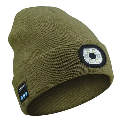 Bluetooth Beanie with Front LED Light and Built-In Speakers, Removable Module Veldora