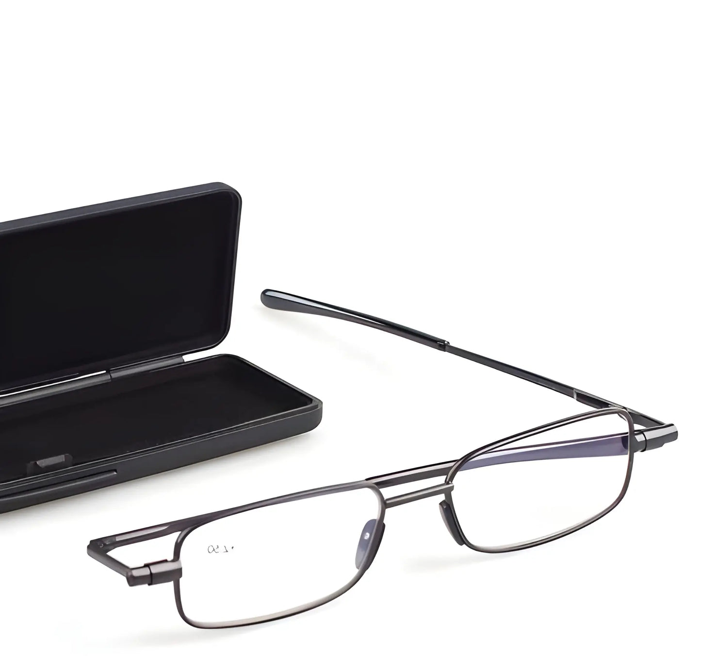 Folding Reading Glasses with Ultra Compact Fold and 90 Degree Spring Hinge, Slim Case Veldora