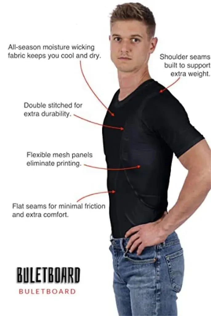 Concealed Carry Shirt with Dual Ambidextrous Holsters and Compression Fit, Breathable Veldora
