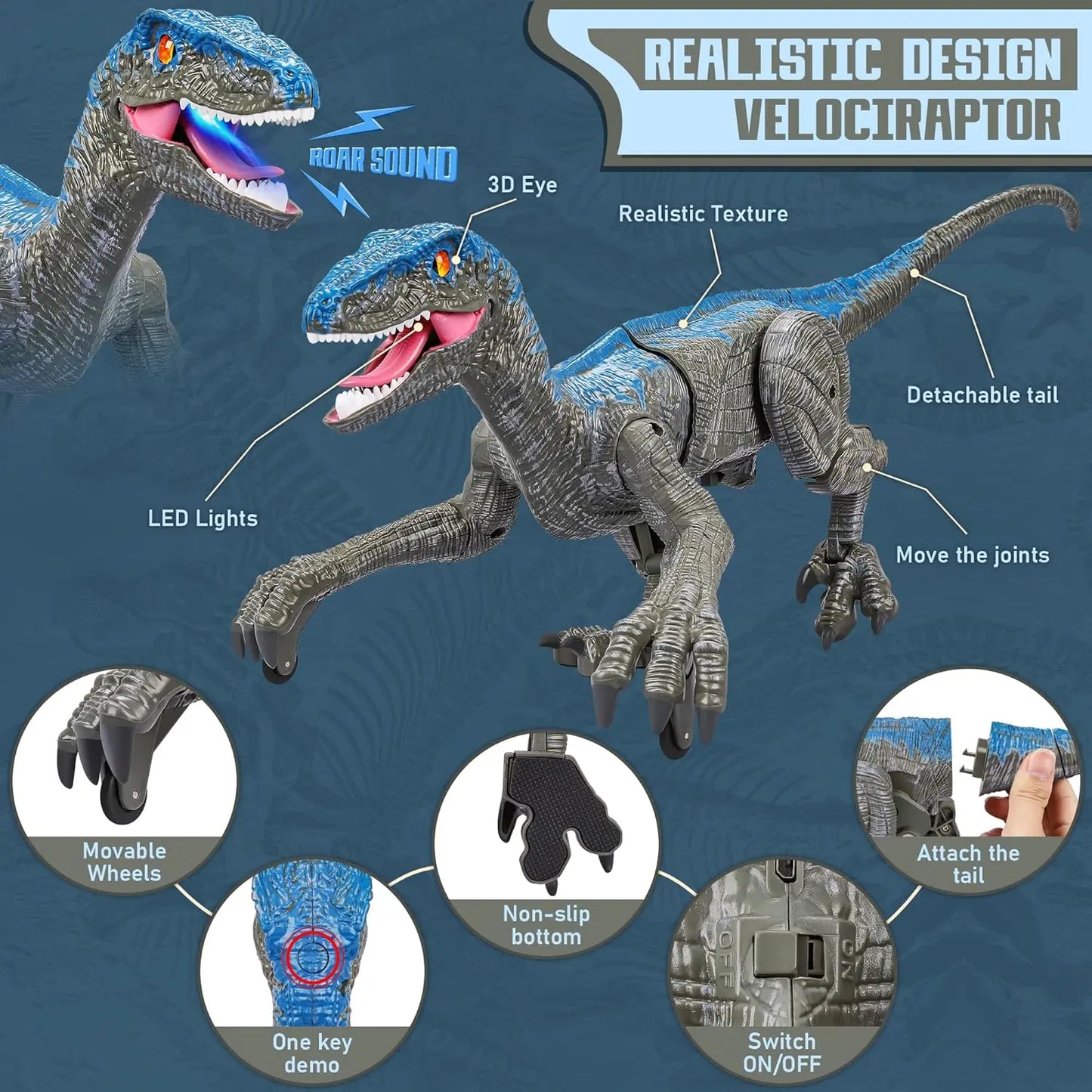 Interactive Dinosaur Toy with Remote Control and Rechargeable Battery, Realistic Sounds Veldora