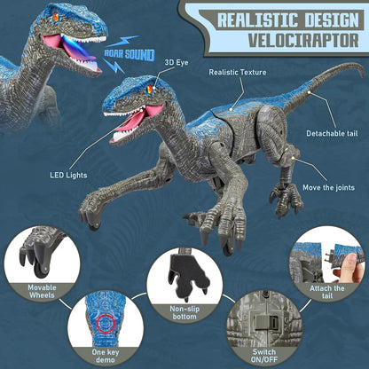 Interactive Dinosaur Toy with Remote Control and Rechargeable Battery, Realistic Sounds Veldora
