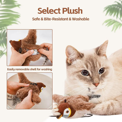 Interactive Cat Toy with Motion-Activated Chirps and Feather Tail, USB Rechargeable Veldora