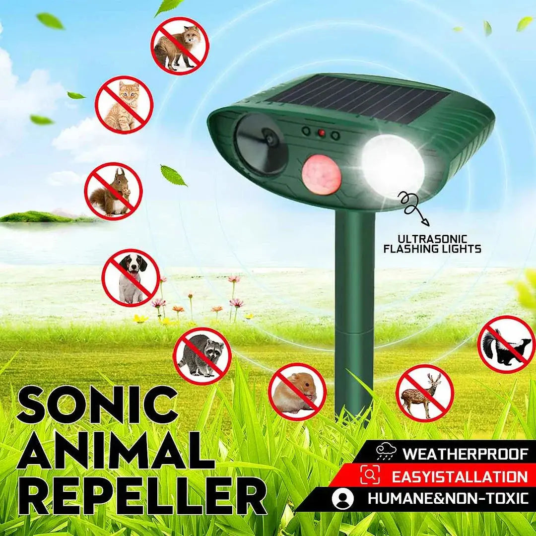 Solar Deer Repeller with Motion Sensor and Ultrasonic Deterrent, Weatherproof 4-Pack Veldora