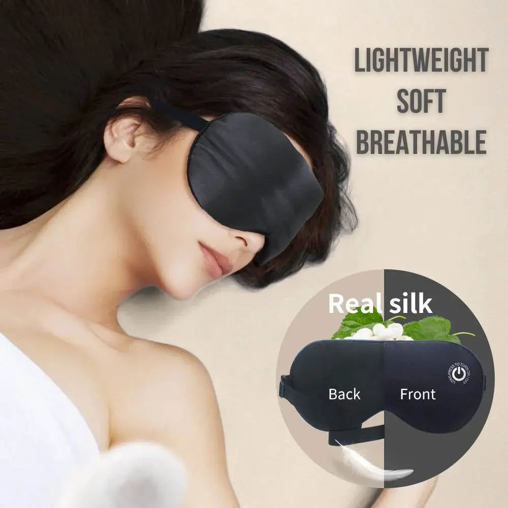 Heated Eye Mask with Rechargeable Battery and Removable Silk Cover, 3 Heat Settings Veldora
