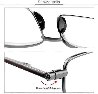 Folding Reading Glasses with Ultra Compact Fold and 90 Degree Spring Hinge, Slim Case Veldora