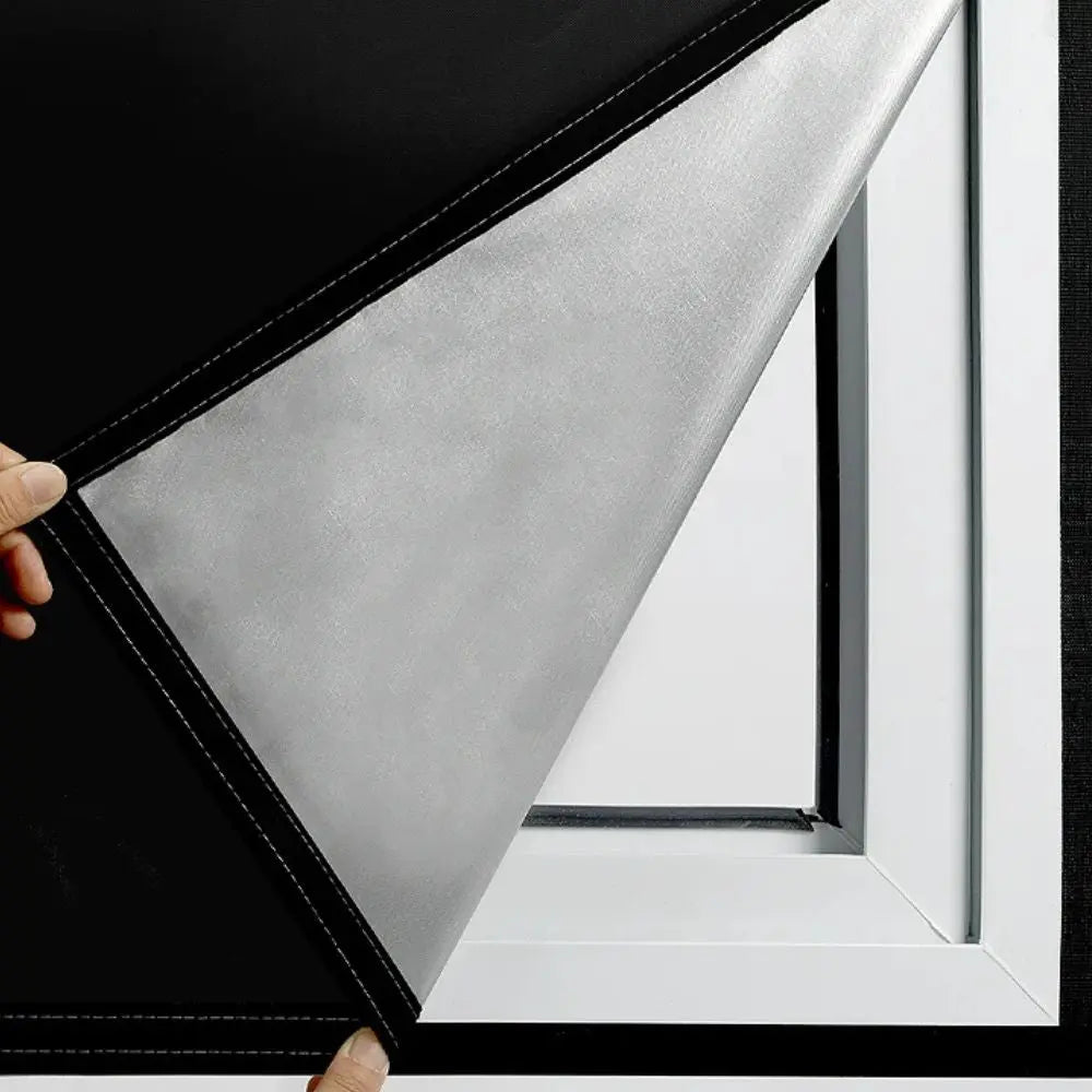 Blackout Window Shade with Static Cling and Easy Custom Trim, Black Veldora