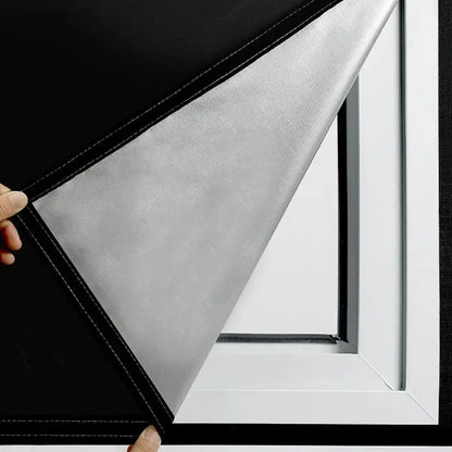 Blackout Window Shade with Static Cling and Easy Custom Trim, Black Veldora