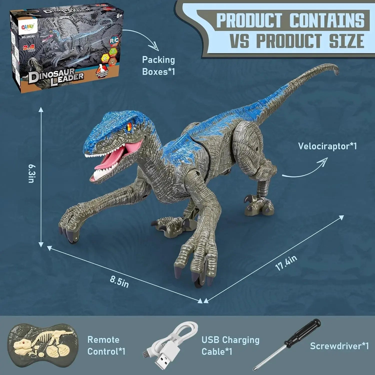 Interactive Dinosaur Toy with Remote Control and Rechargeable Battery, Realistic Sounds Veldora