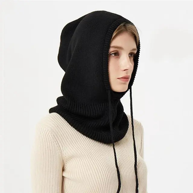 Cashmere Knit Hat with Hooded Fit and Adjustable Drawstrings, Lightweight Packable Design Veldora