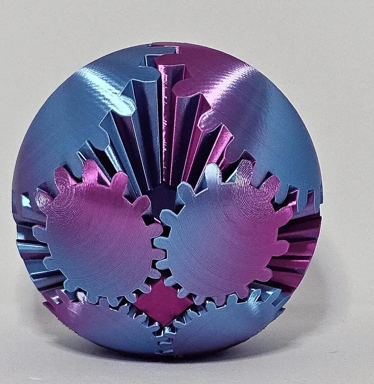 Gear Fidget Sphere with Interlocking Gears and Textured Grip, PLA Pocket Size Veldora