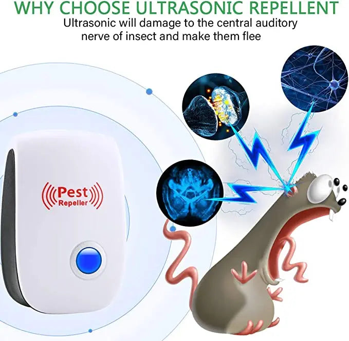 Ultrasonic Rat Deterrent with Broad Coverage and Low Energy, Nonchemical Home Pest Control Veldora