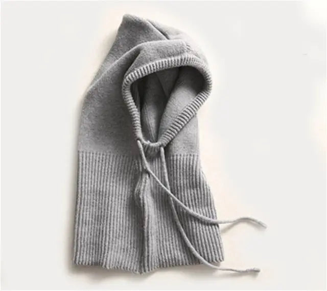 Cashmere Knit Hat with Hooded Fit and Adjustable Drawstrings, Lightweight Packable Design Veldora