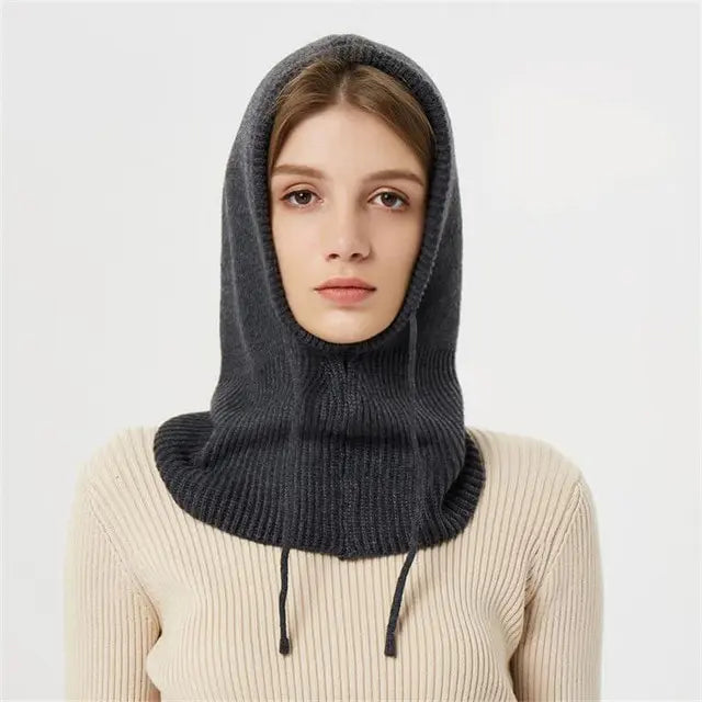 Cashmere Knit Hat with Hooded Fit and Adjustable Drawstrings, Lightweight Packable Design Veldora