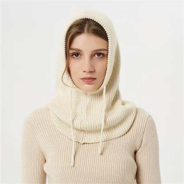 Cashmere Knit Hat with Hooded Fit and Adjustable Drawstrings, Lightweight Packable Design Veldora