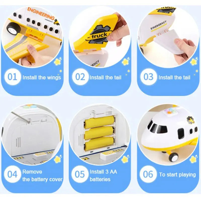 Toy Airplane Playset with Lights, Sound and Accessory Vehicles, 20 Pieces Veldora