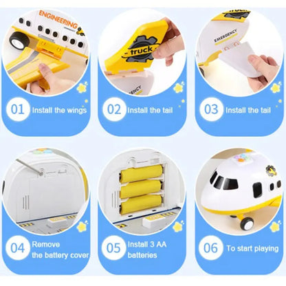 Toy Airplane Playset with Lights, Sound and Accessory Vehicles, 20 Pieces Veldora