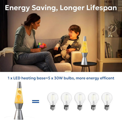 LED Lava Lamp with 17 RGBW Colors and Remote Control, 14.5in Metallic Finish Veldora