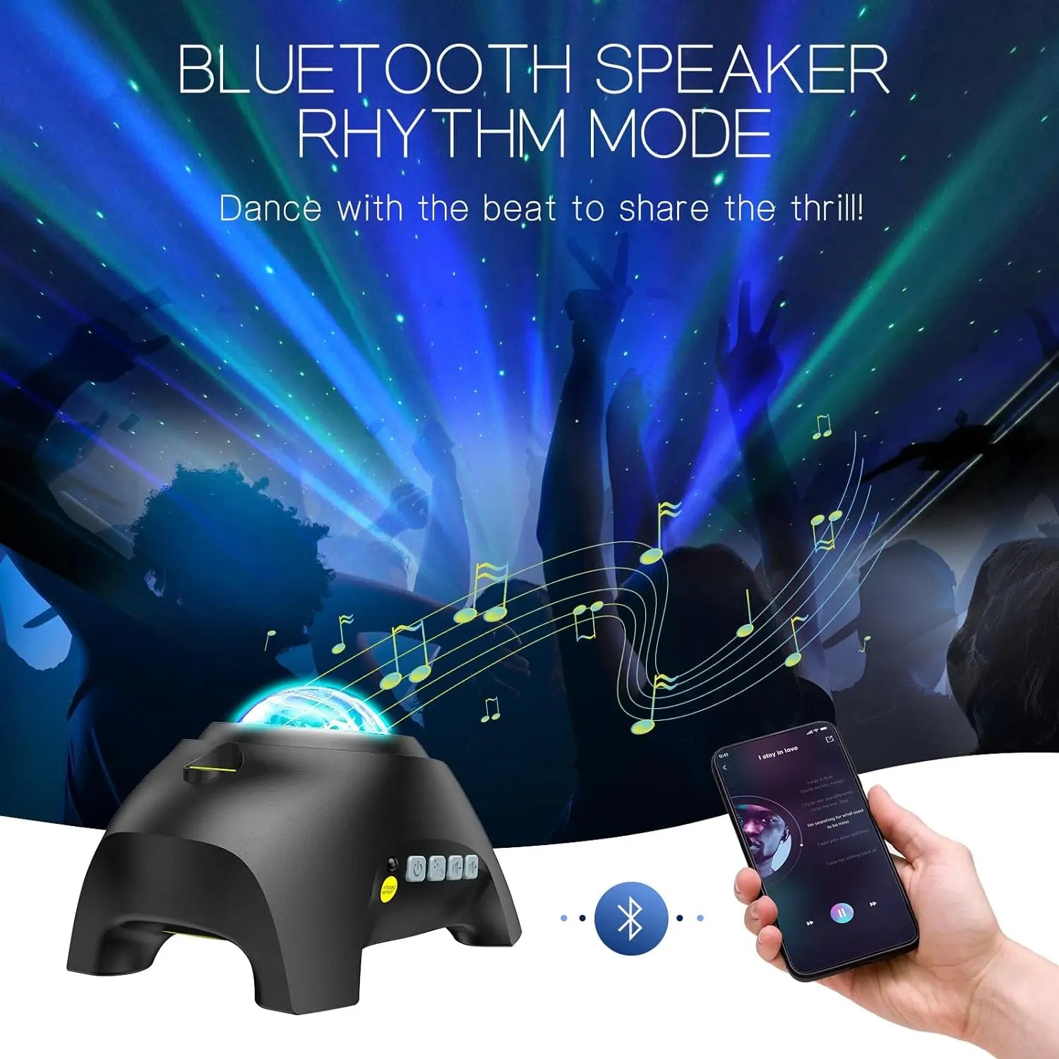 Northern Lights Projector with Bluetooth Speaker and Star Field Mode, Remote Included Veldora