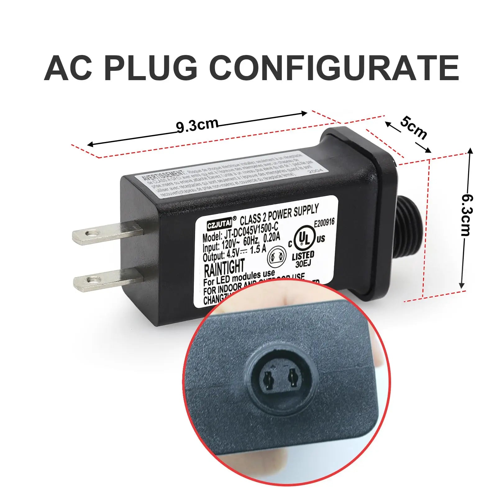 4.5V DC Power Adapter with 1.5A Output and Compact Black Housing, Indoor Use Veldora
