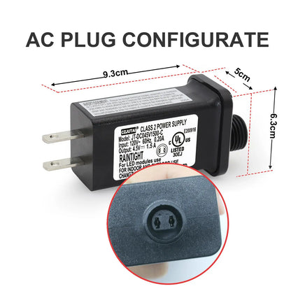 4.5V DC Power Adapter with 1.5A Output and Compact Black Housing, Indoor Use Veldora