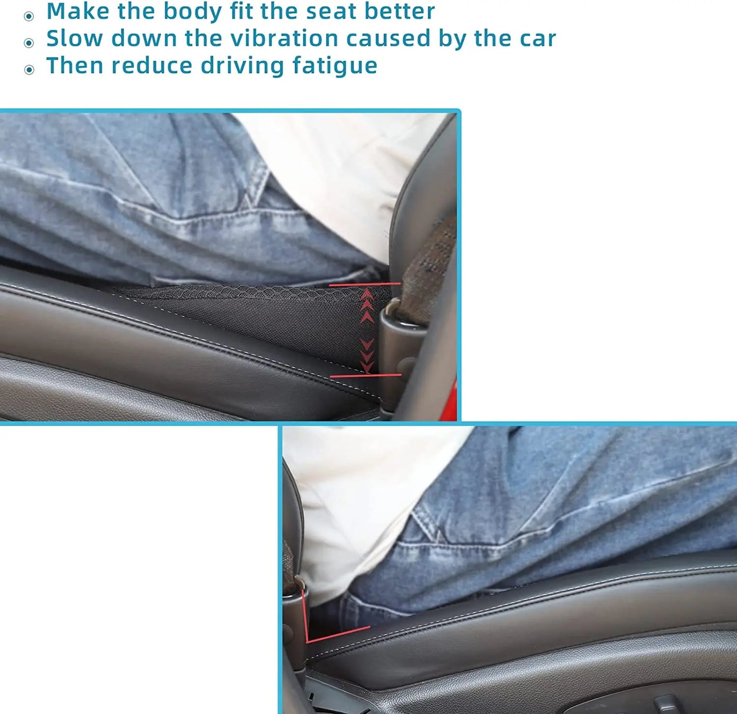 Car Seat Cushion with Memory Foam and 3.5-Inch Lift, Breathable Zippered Cover Veldora