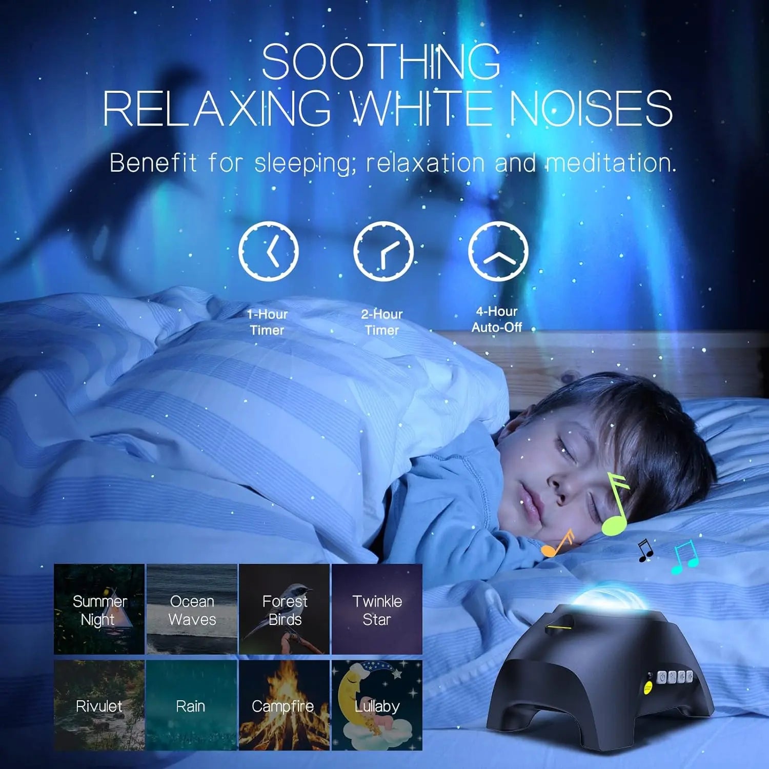 Northern Lights Projector with Bluetooth Speaker and Star Field Mode, Remote Included Veldora