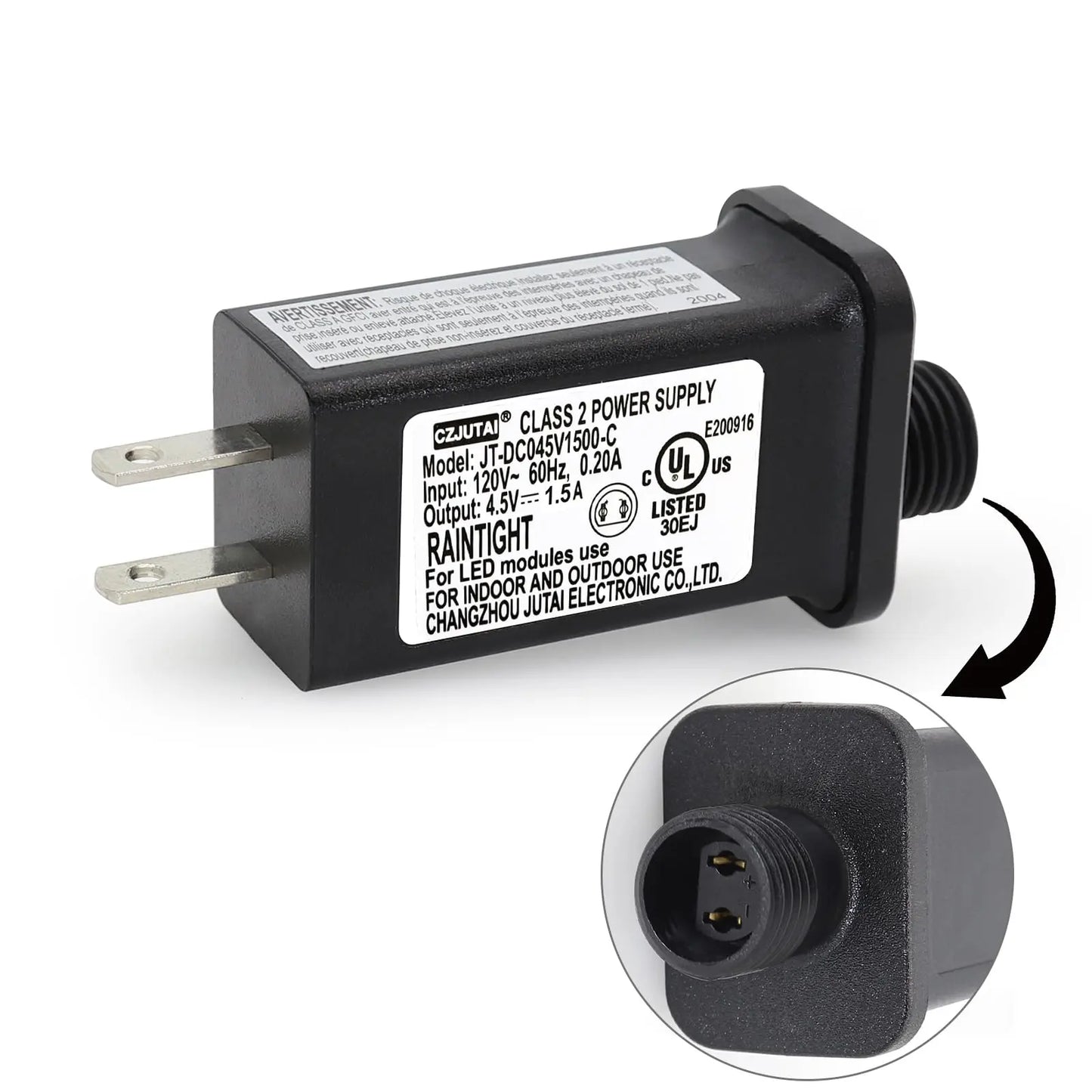 PREMIER ADAPTER Power Supply CZJUTAI JT-DC045V1500-IP44 4.5V 1.5A for Christmas, String, Projector, Lawn, Inflatable Devices (1 
