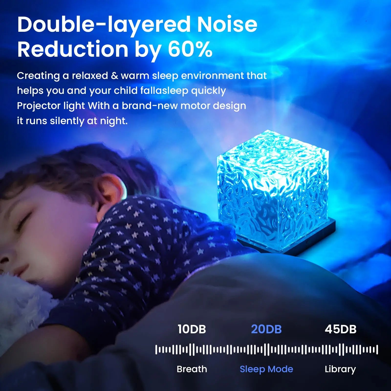Aurora Projector Night Light with Ocean Wave Effect and 16-Color Remote, USB Wood Finish Veldora