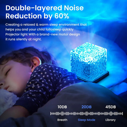 Aurora Projector Night Light with Ocean Wave Effect and 16-Color Remote, USB Wood Finish Veldora