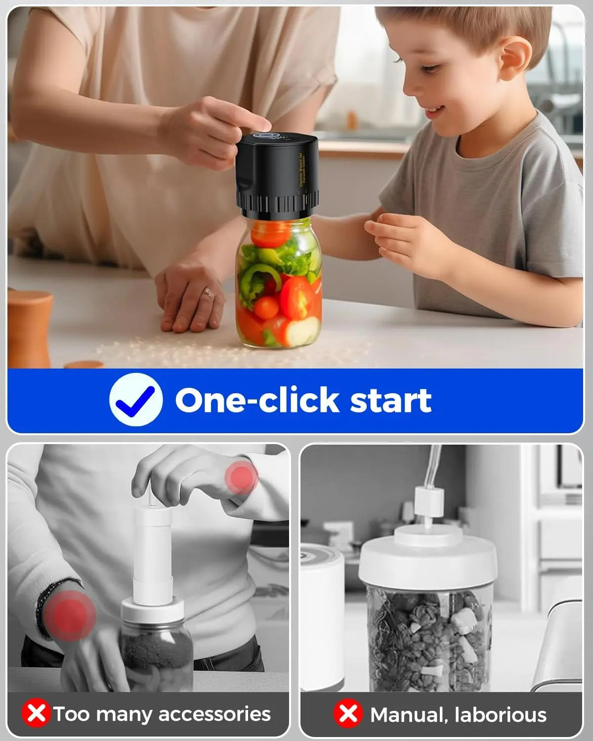 Jar Vacuum Sealer with Rechargeable Cordless Pump and One-Hand Use, Fits Jars Up to 3.4in Veldora