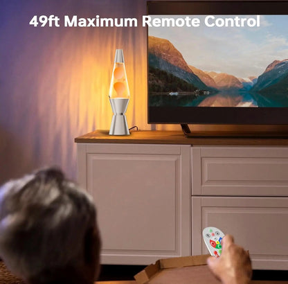 LED Lava Lamp with 17 RGBW Colors and Remote Control, 14.5in Metallic Finish Veldora