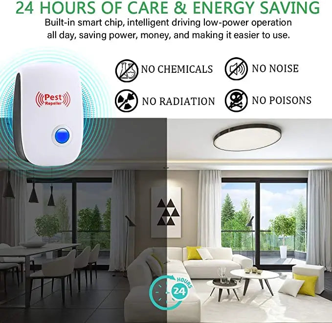 Ultrasonic Rat Deterrent with Broad Coverage and Low Energy, Nonchemical Home Pest Control Veldora