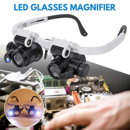 LED Magnifier Headset with Interchangeable Lenses and Adjustable Headband, 8x 15x 23x Veldora