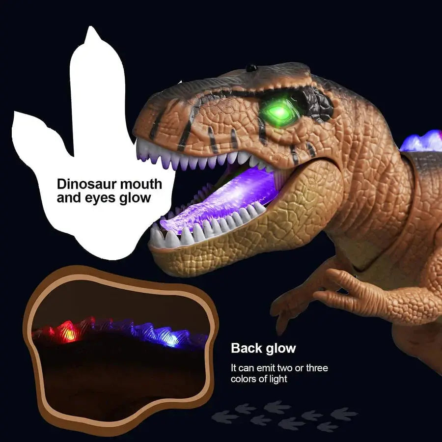 Dinosaur Remote Control Toy with Multi-Color LED Spikes and Roaring Sound, Rechargeable Veldora