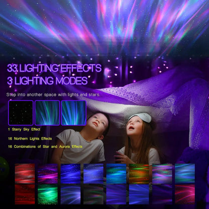 Northern Lights Projector with Bluetooth Speaker and Star Field Mode, Remote Included Veldora