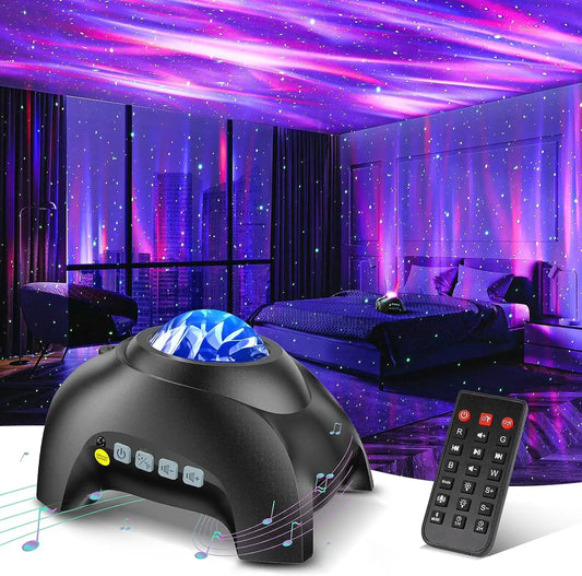 Northern Lights Projector with Bluetooth Speaker and Star Field Mode, Remote Included Veldora