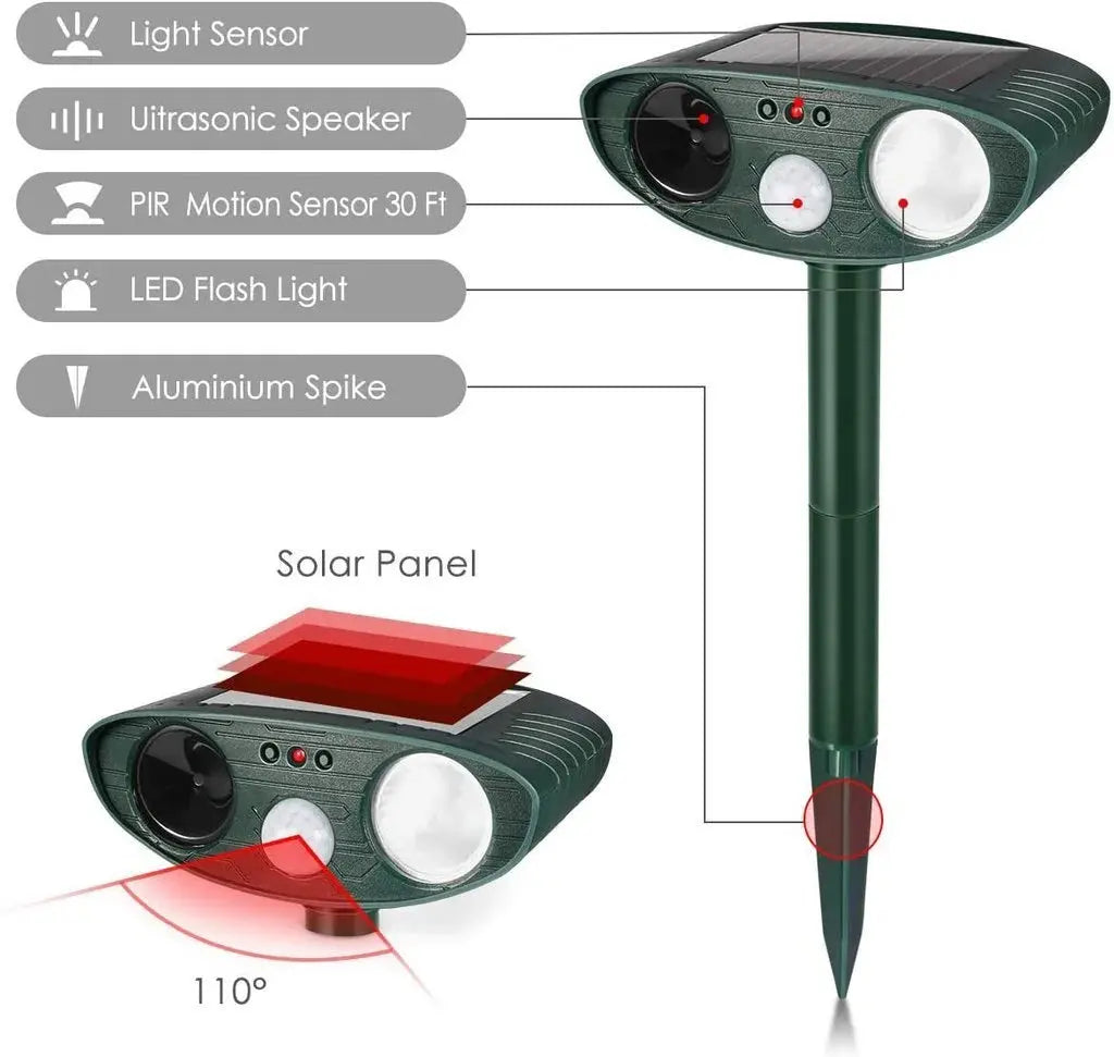 Solar Deer Repeller with Motion Sensor and Ultrasonic Deterrent, Weatherproof 4-Pack Veldora
