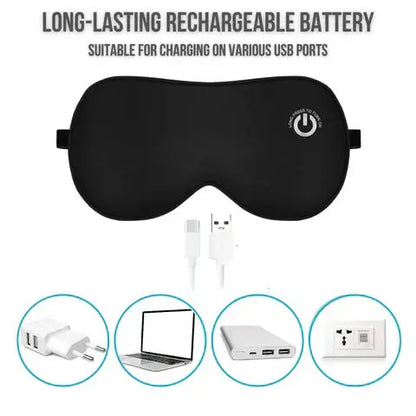 Heated Eye Mask with Rechargeable Battery and Removable Silk Cover, 3 Heat Settings Veldora